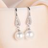 Huitan Aesthetic Drop Earrings for Women Delicate Wedding Bridal Zircon Gorgeous Imitation Pearl Ear Accessories for Engagement