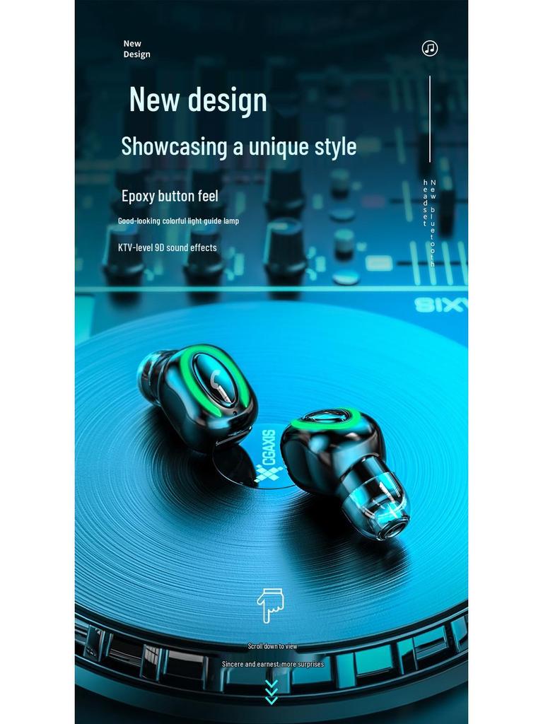 Bluetooth Earbuds M9: Single Ear, True Wireless Stereo, Long Standby, M6 Sports Model