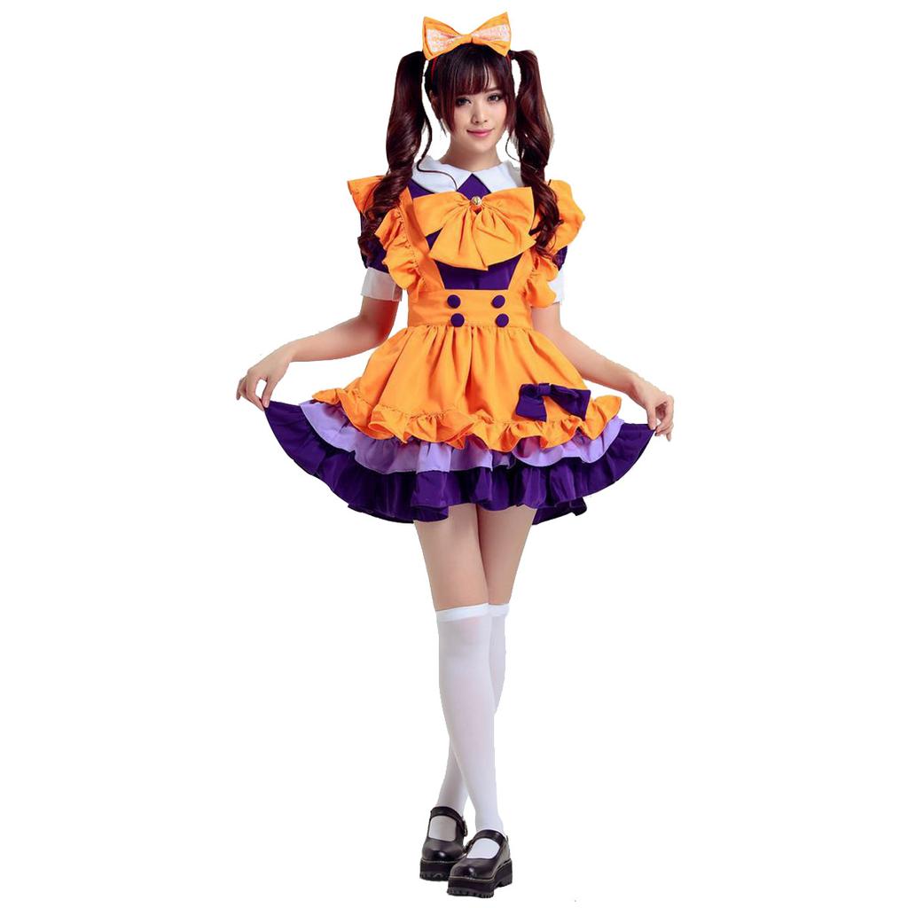 Japanese and Korean female orange maid clothing Cospaly pure maid clothing cute girl anime clothing women's clothing
