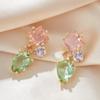 able Exquisite Geometric Colorful Zircon Hanging Earrings for Ladies Elegant Temperament Bride Wedding Jewelry Daily Wear