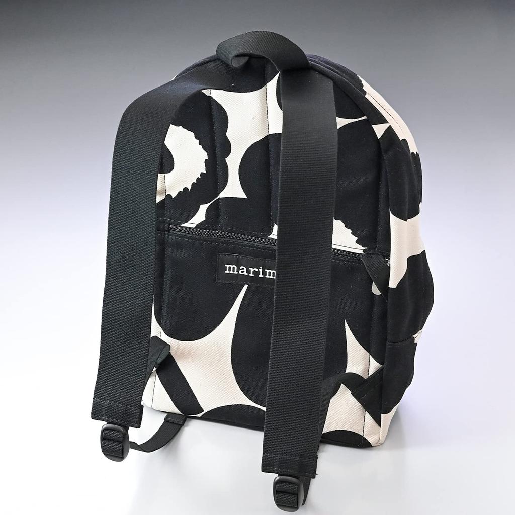 Marimekko Enni Unikko Backpack, Black and Off-White, 091650 192 [Product Code]