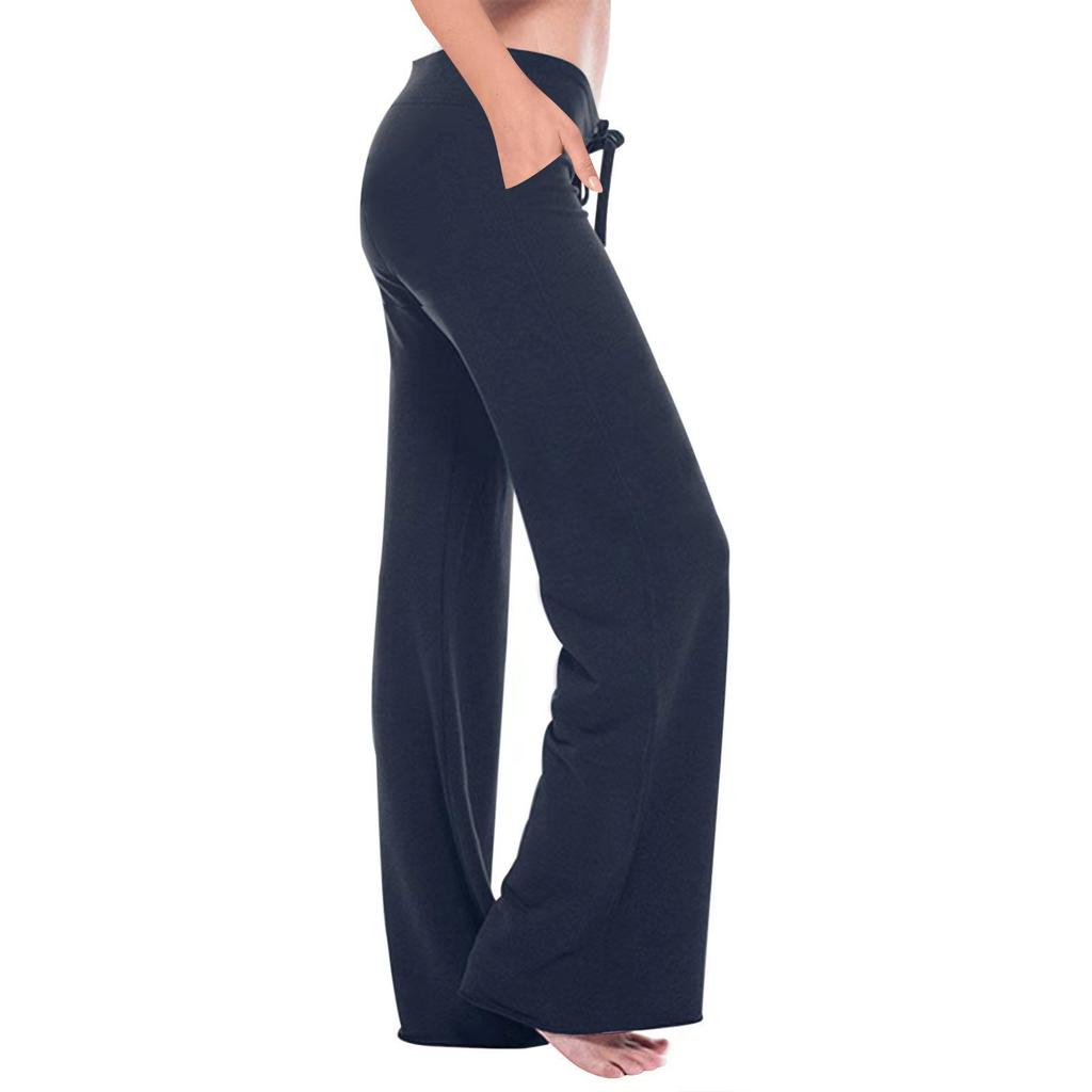 Women's Casual Home Pants Soft Wide Leg Pants With Pocket Loose Yoga Travel Casual Sports Pants