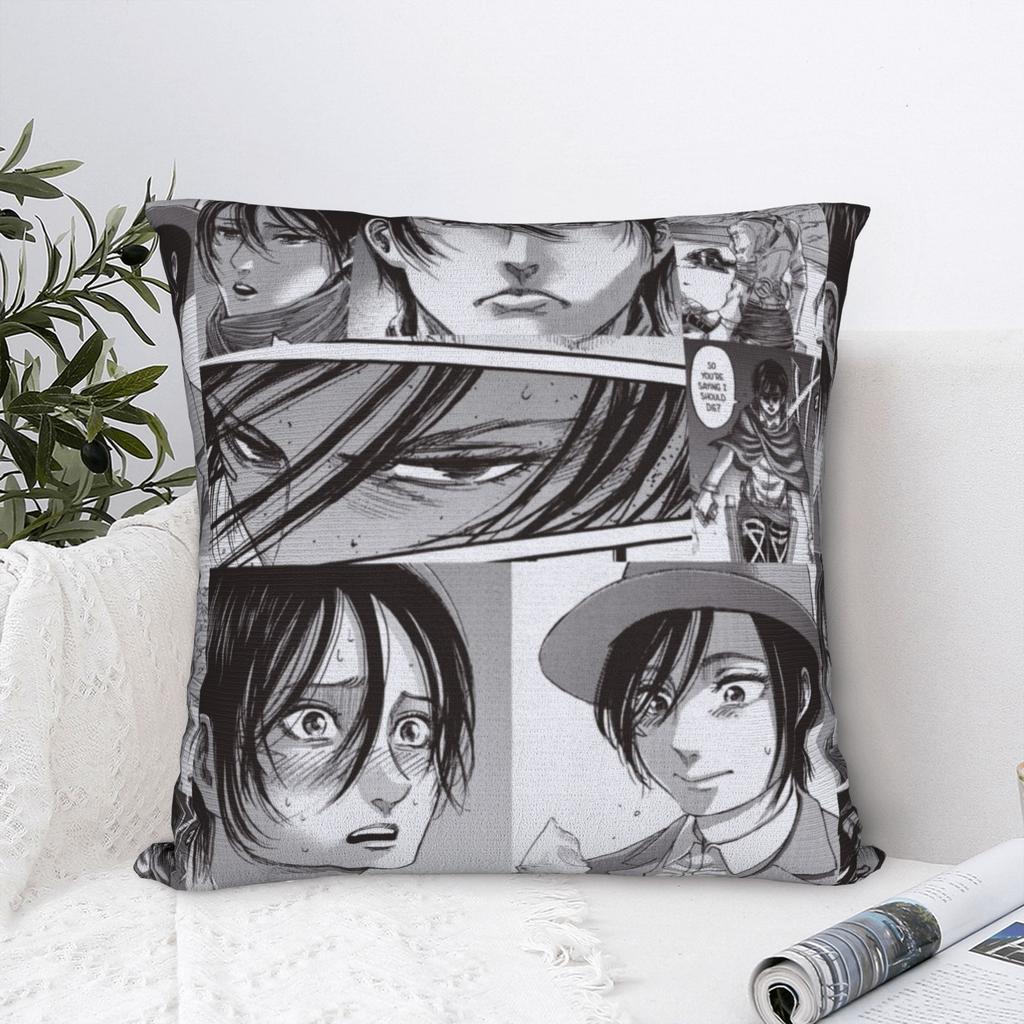 Mikasa Ackerman Attack On Titan Pillowcase Soft Fabric Cushion Cover Decor  Pillow Case Cover Car Square 18"