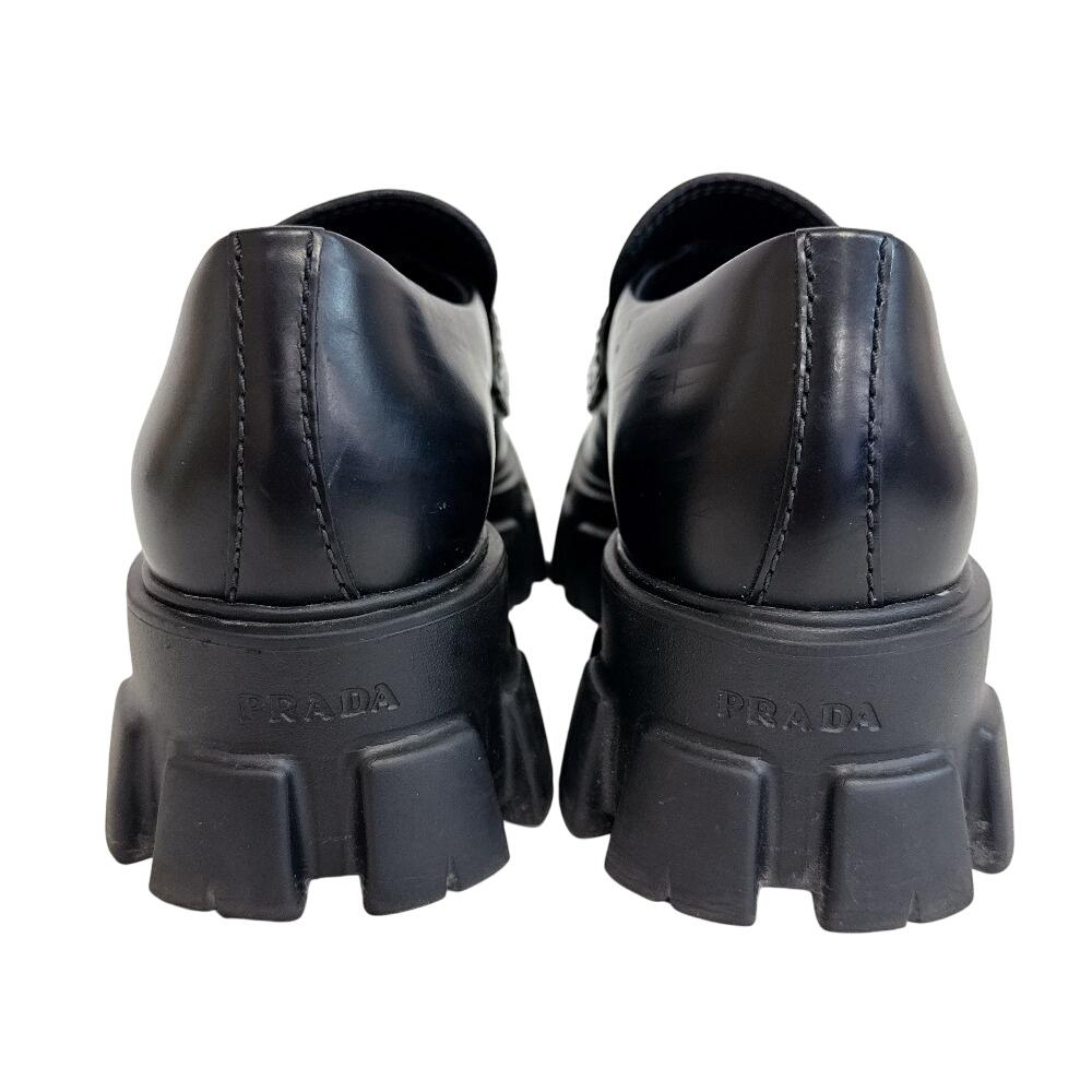 Prada PRADA Monolith Loafers Leather Loafers Black Leather Used