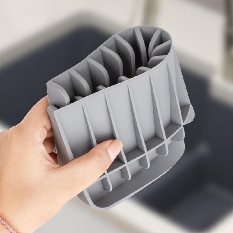 Silicone Self Draining Soap Dishes Tableware Cushion Anti Slip Sink Tray Soap Holder Dish Drying Cushion Pad Sink Drain Mat