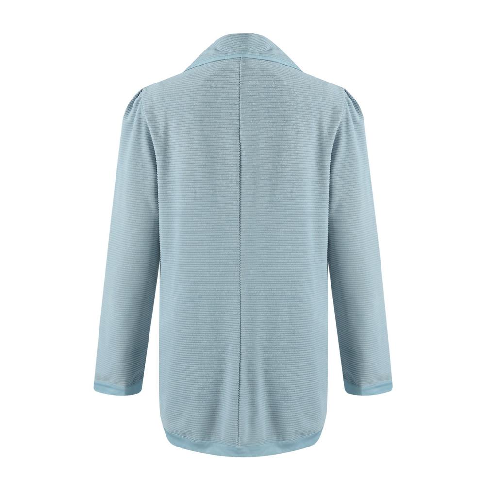 Women Short Texture Business Casual Button Lapel Work Jackets Open Front Long Sleeve Fall Outfit