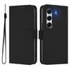 For TECNO Camon 40 Pro 4G Case Solid Color Wallet Leather Phone Cover with Strap