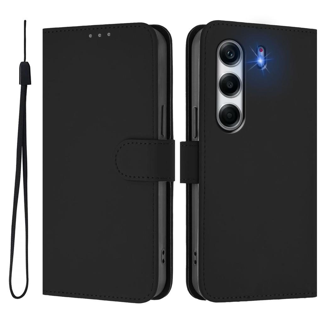 For TECNO Camon 40 Pro 4G Case Solid Color Wallet Leather Phone Cover with Strap