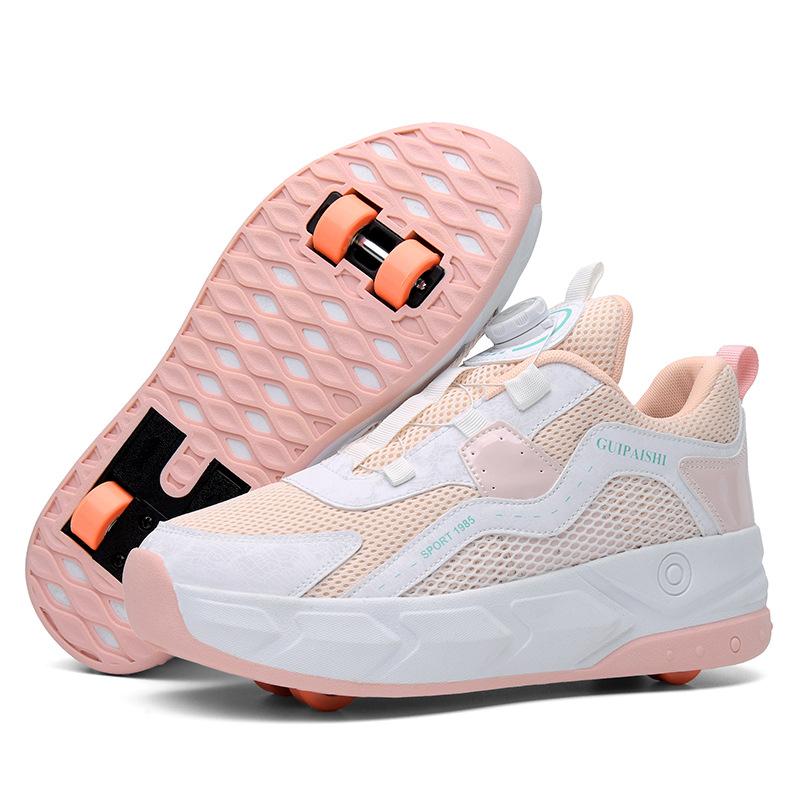 

Magic Roller Skates Dual Wheel Slip-on Roller Skating Shoes 2025 New Spring Autumn Leather Surface Sports Shoes For Women Kids 42