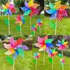 18 cm Tre Håndholdt Plast Vindmølle Prikk Stripete Fargerik Trepinne Vindmølle Hage Gård Fest Ornament Utendørs Leker for Barn