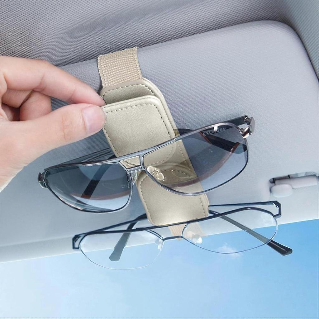 Magnetischer Leder-Sonnenbrillenhalter, Auto-Brillenclip für zwei Brillen, Brillenhalter-Clip für Auto-Sonnenblende, Geeignet für Brillen unterschiedlicher Größe -Y
