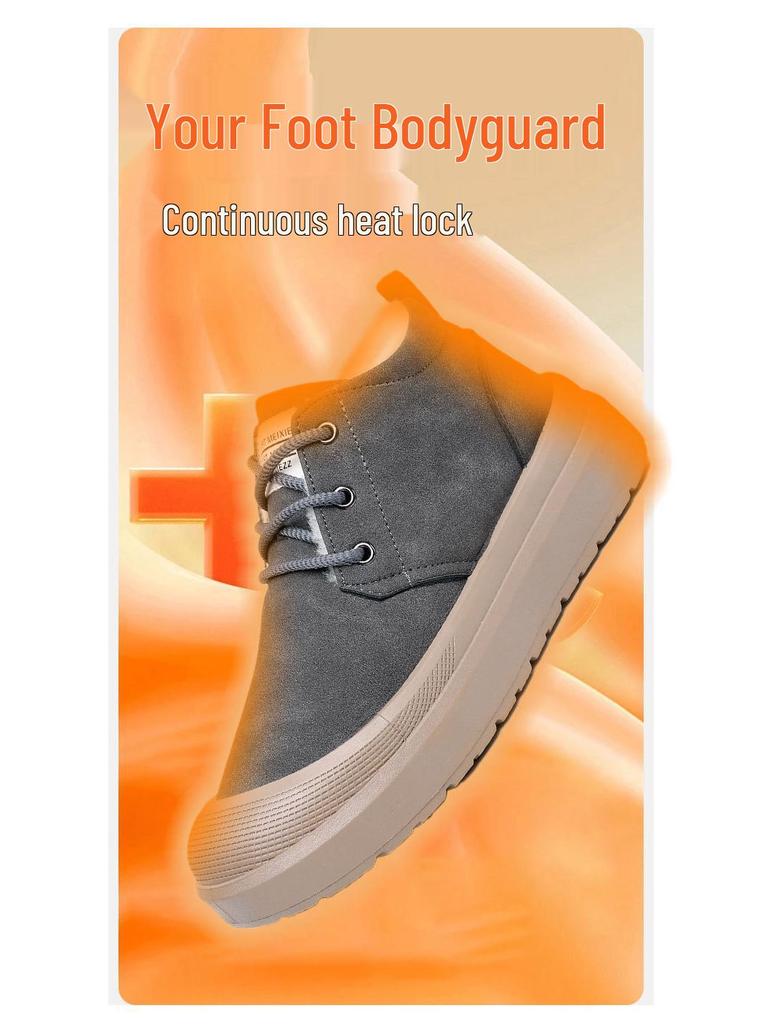 Men's Winter Plus Velvet Warm Snow Boots - Casual, Comfortable, Non-Slip Thick Sole Dad Shoes