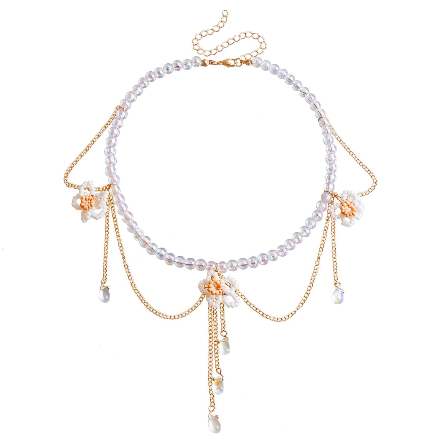 

Accessories, Bohemian Colored Beaded Woven Rice Bead Flower Necklace Women S Delicate Fringed Necklace