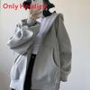 Geometric Pattern Hooded Zipup Sweatshirt For Women Casual Spring Fashion