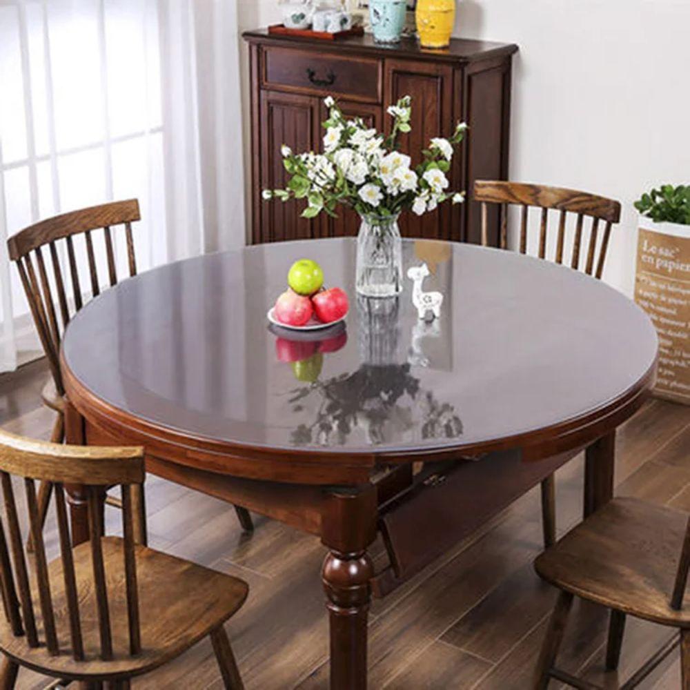 PVC Table Cover Soft Glass Table Pad Dining Table Round Transparent Tablecloth  Household