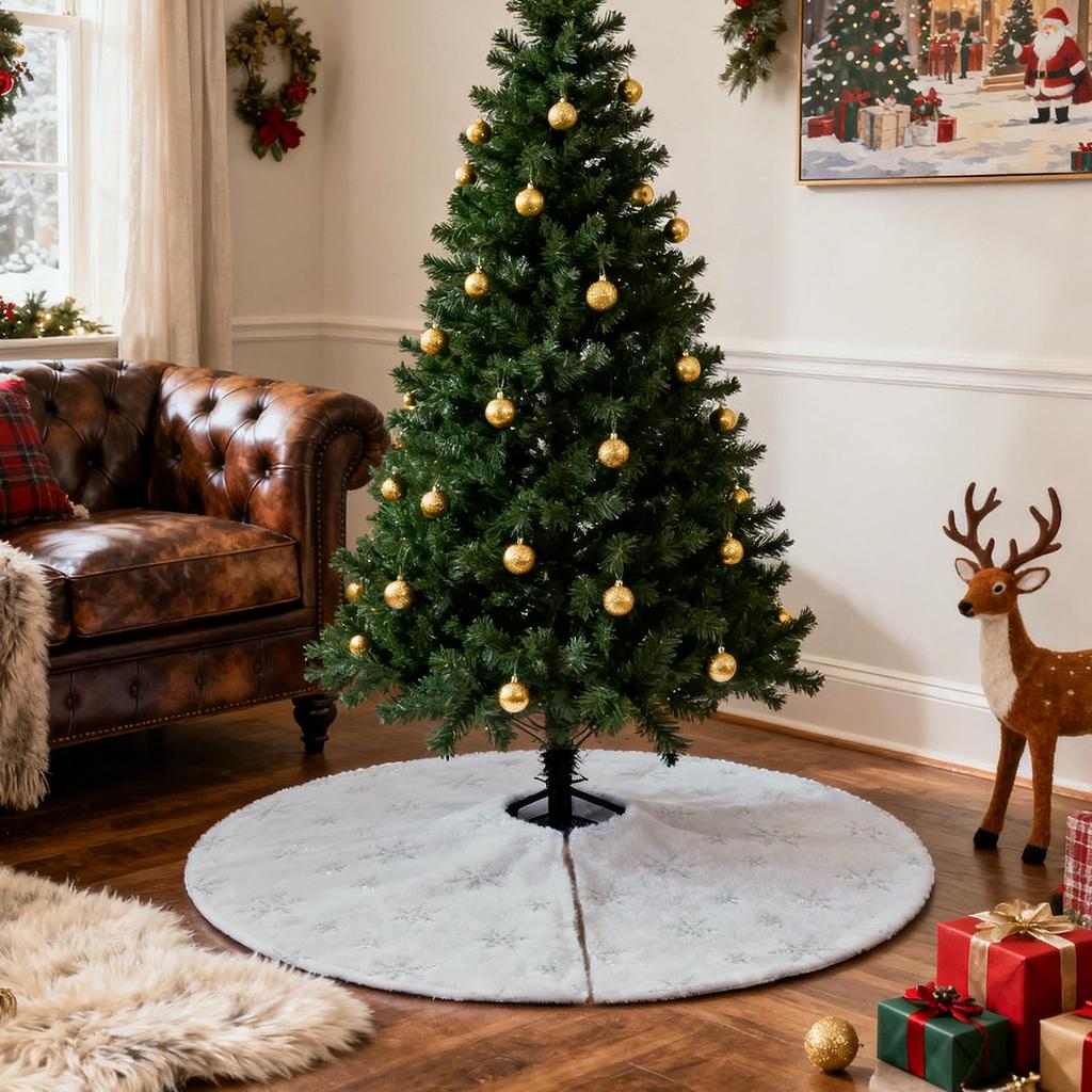 30 Inch Faux Furs Christmas Tree Skirt Plush Skirt For Merry Christmas Party Christmas Tree Decoration