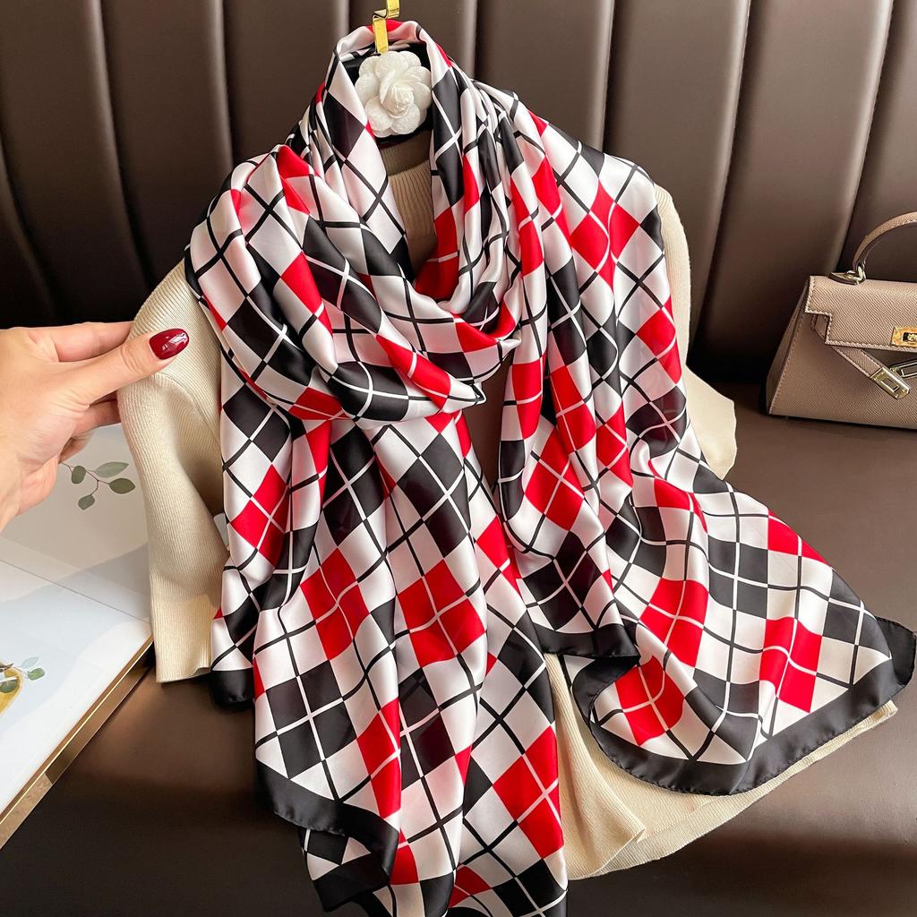 Spring and autumn sarong Li Jin satin thin section printing scarf female new Korean version of the hundred simulation silk shawl long scarf