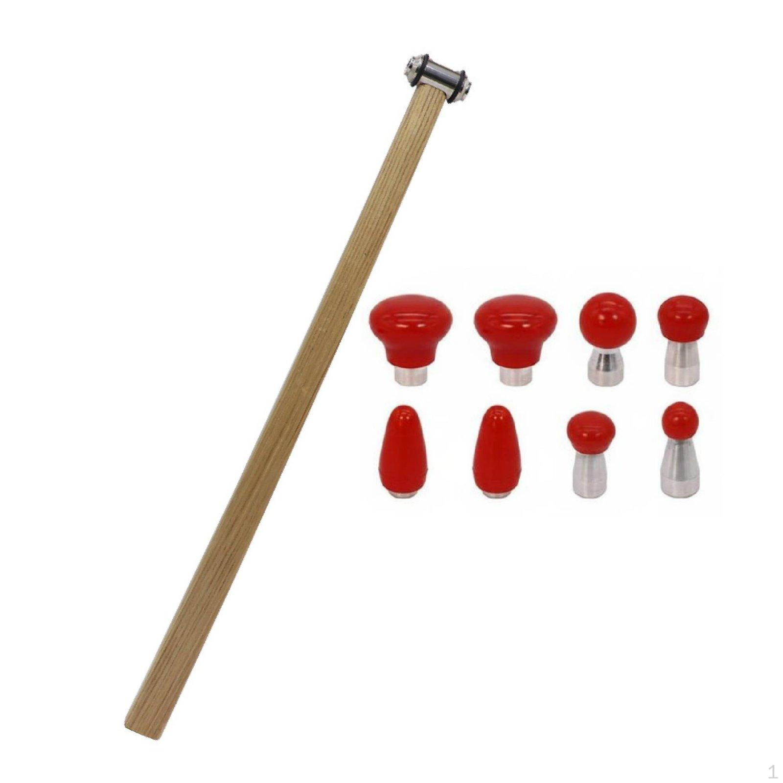 Bodywork Leveling Set Wooden Handle Paintless Repair down Interchangeable Heads Automotive Tool