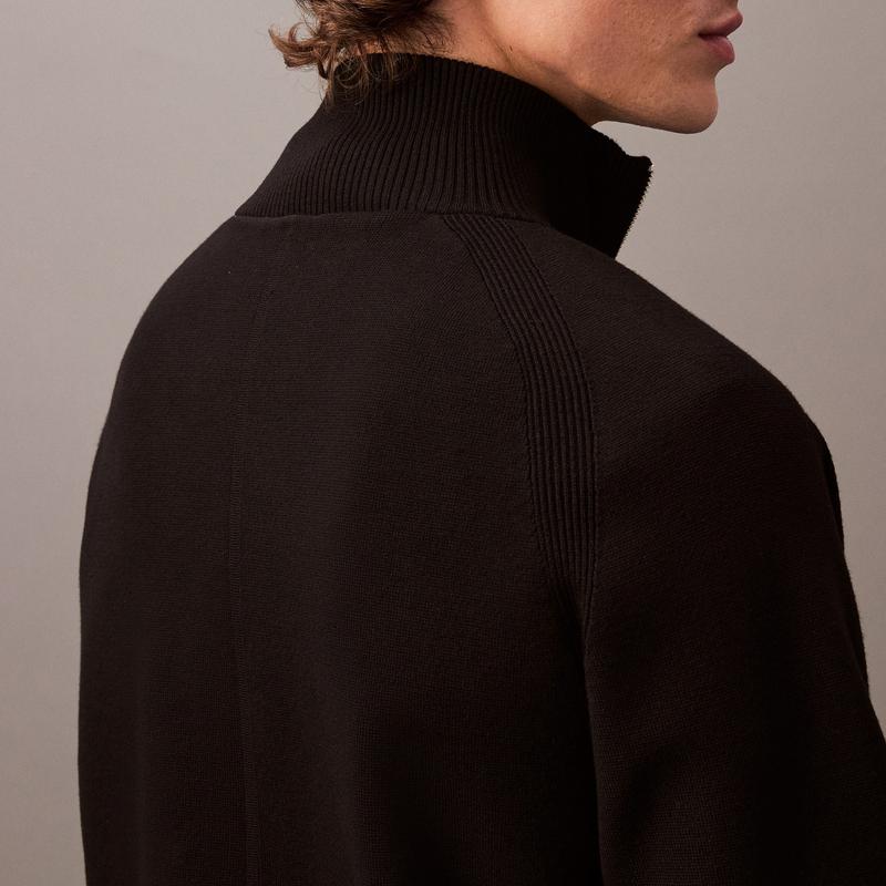 Calvin Klein Solid Color Long Sleeve Stand Collar Pullover Sweater Unisex sweater Black 40BM333-UB1