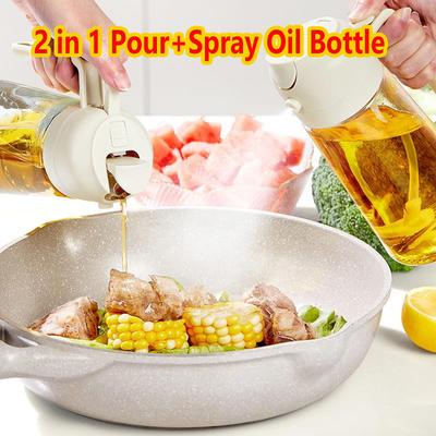 2in1 Oil Sprayer Bottle for Cooking Anti-leakage Olive Oil Storage Bottle for BBQ Air Fryer Salad Steak Kitchen Supplies