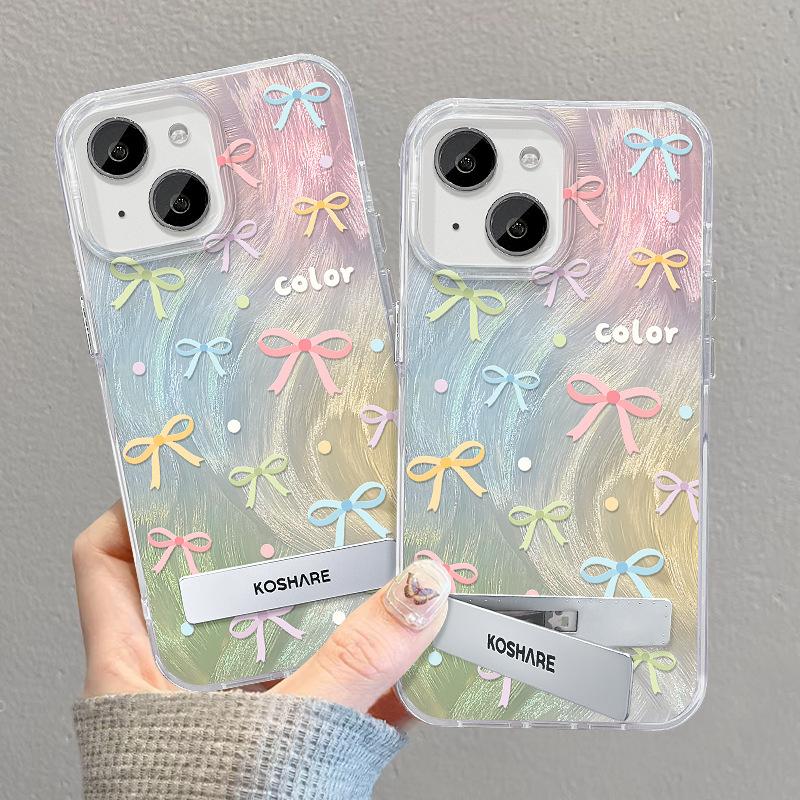 Suitable for Huawei Mate50pro Mobile Phone Case Vivos17 Dopamine Bow Bracket Oppo Feather Yarn Xiaomi 14