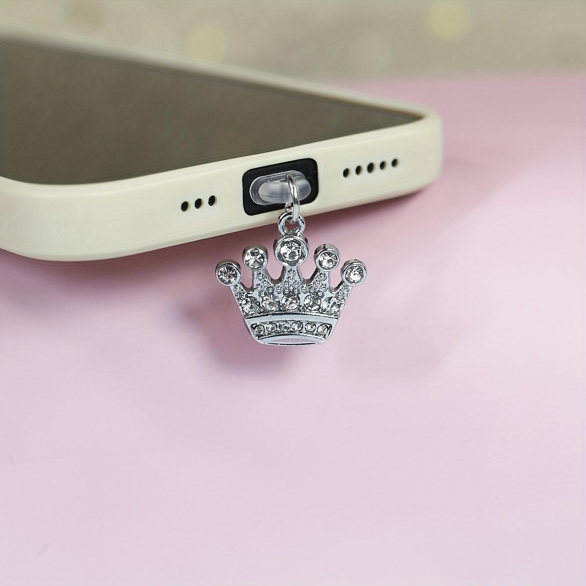 

1pc Artificial Diamond Rhinestone Crystal Crown Design Stylish Phone Dust Plug Pendant Charm Decoration, Valentine s Day Charming for iPhone5-14