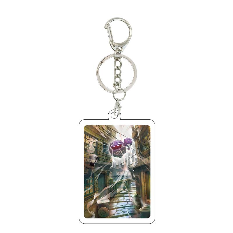 Anime Cartoon Gengar Psyduck Mew Bulbasaur Anime Game Characters Acrylic Pendant PKM Ptcg Decor Key Chain Ring for Fans Gifts