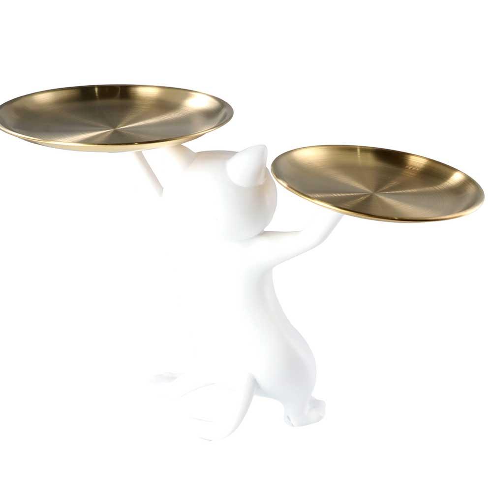 Nordic Resin Cat Tray Statue Cute Cat Dish Tray Interior Porch Key Holder Snacks Candy Storage Container Desktop Ornament