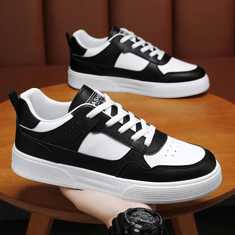 Leather Men Casual Sneakers Lightweight Mens Walking Running Shoes Outdoor Breathable Platform White Man Tennis Sports Shoes