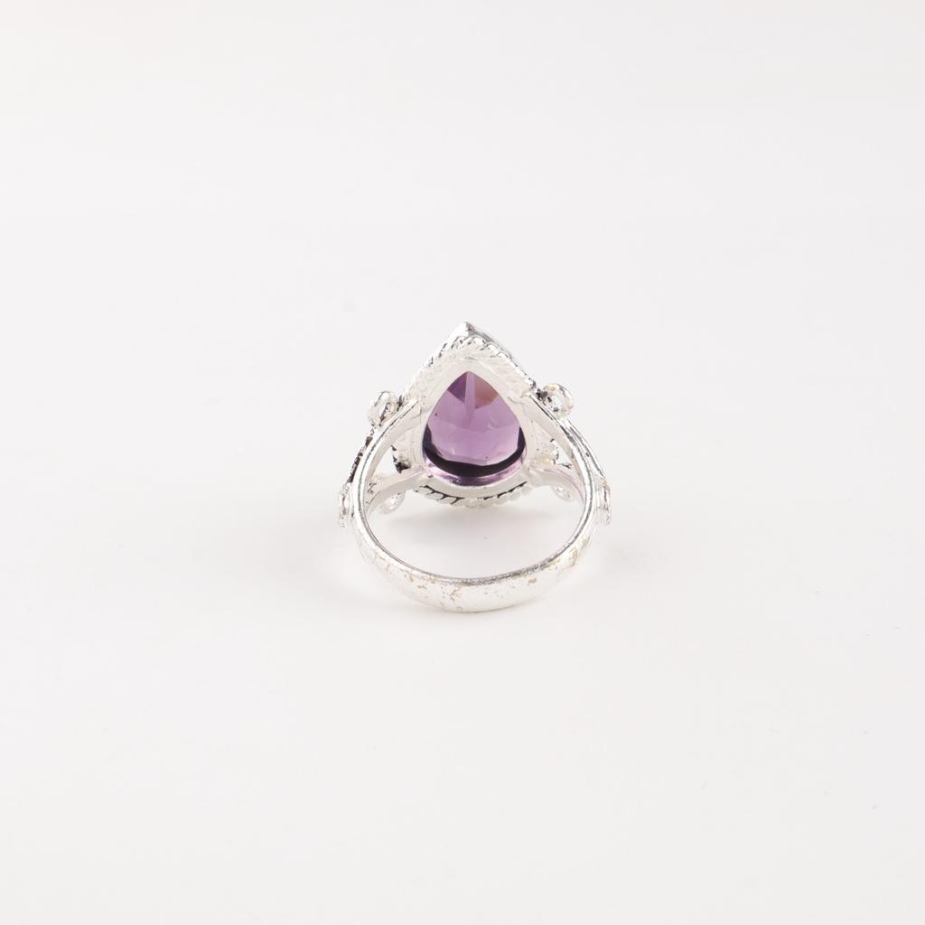Amethyst Edelstein 925 Sterlingsilber Schmuck Handgefertigter Ring für Jubiläumsgeschenk RR-57-13