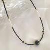 Vintage Black Crystal Pearl Beaded Choker Necklace - Stylish and High-End for Women.