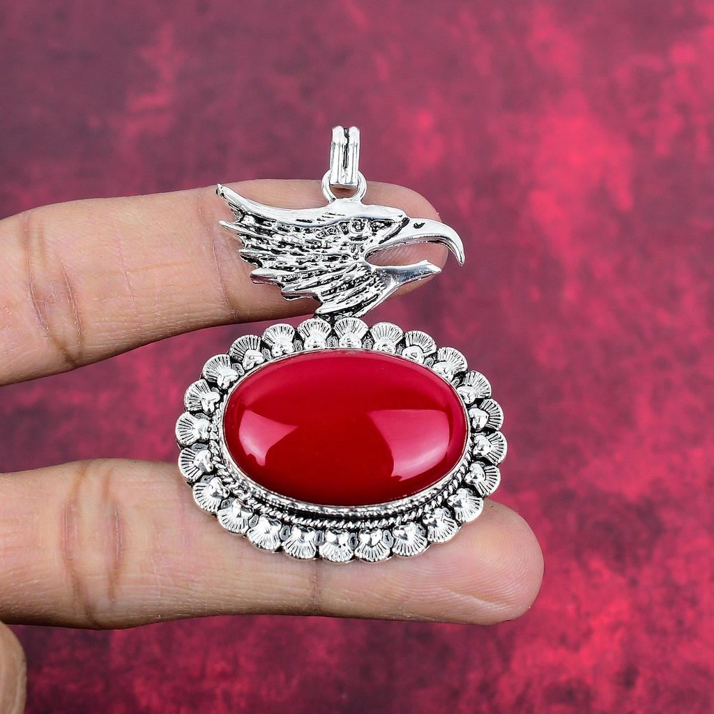 Ręcznie robiony wisiorek z czerwonego korala, wisiorek z litego srebra próby 925, antyczna biżuteria, na prezent zaręczynowy
