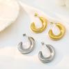 Fashion Light Luxury Geometric C-Shaped Hollow Earrings Women'S Simple High-End Titanium Steel Jewelry Earrings