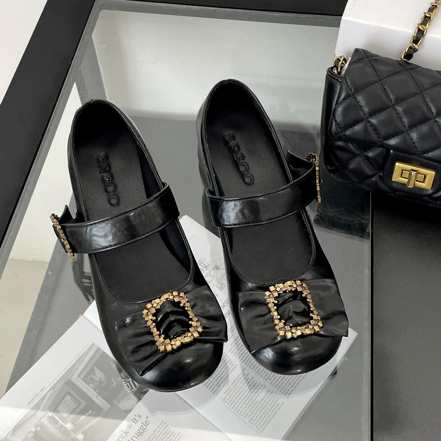 

Black French round head thick heel light mouth single shoes women s 2025 new autumn versatile height increase soft sole Mary Jane shoes 35 чёрный