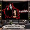 Scream Ghostface Personalized Tapestry Support Custom Name, Wall Art Home Decoration