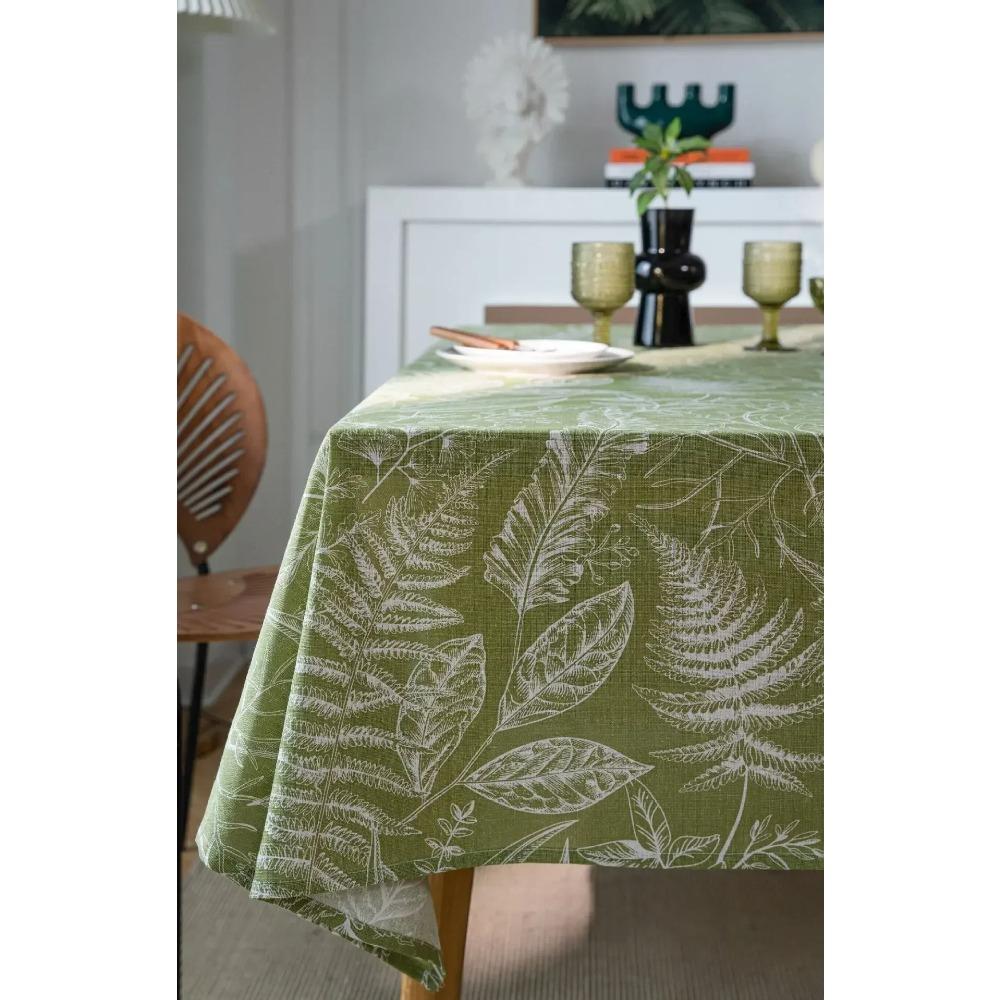 Waterproof Table Cloth Durable Dining Table Cover Print Heavy Fabric Rectangle Sage Green Non-Fading Strong Abrasion Resistance