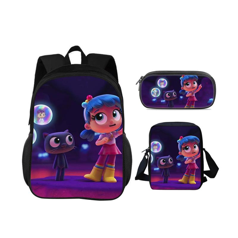 True and the Rainbow Kingdom backpack, pencil case, shoulder bag, 3Pcs set, cartoon print, kindergarten, children and students