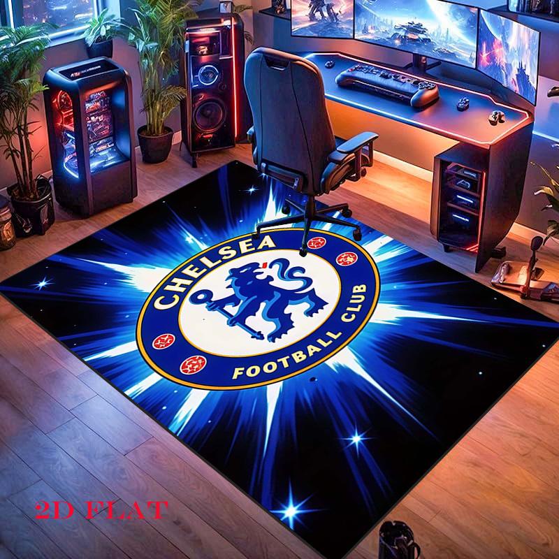 Chelsea FC Logo Carpet Rug for Living Room Bedroom Home Sofa Decoration,Kids Play Nonslip Floor Mat