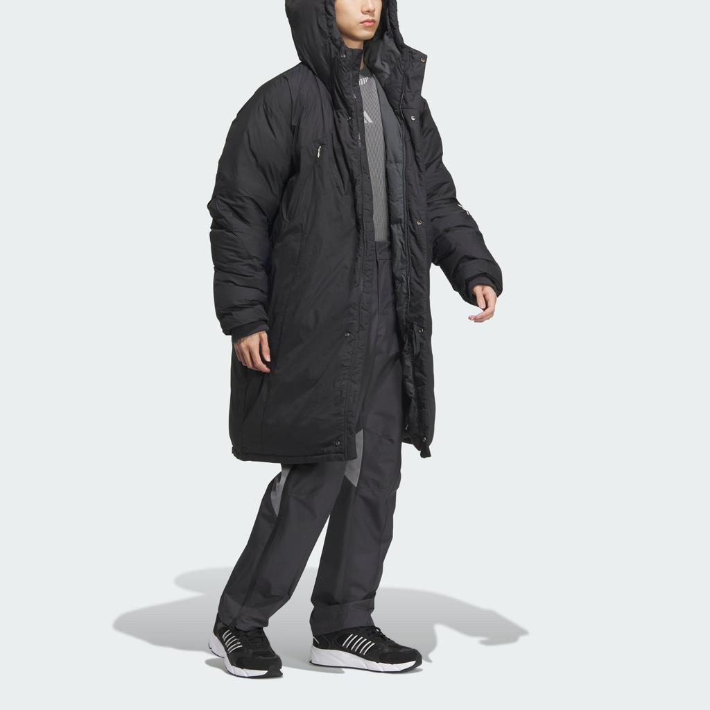 Adidas FW24 FUSTL P DJK LON Water-Resistant Long Warm Sports Casual Hooded Down Jacket Men Jacket Carbon-Black JM6176