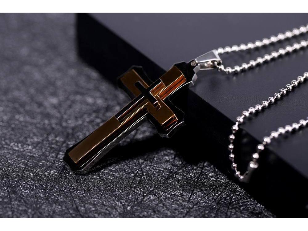 European & American Retro Men's Titanium Steel Cross Pendant Necklace