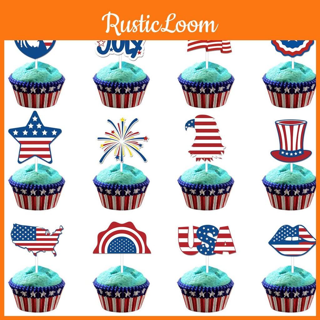 Day Usa Independence Flag Cake Insert Card For Party Table Decoration Dessert