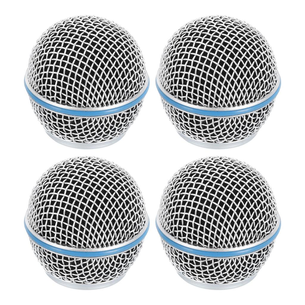 Uxcell 4-Piece Set of Mesh Microphone Grill Heads for SM58 Wired Microphones, DIY Microphone Grill Head Parts Accessories, Silver