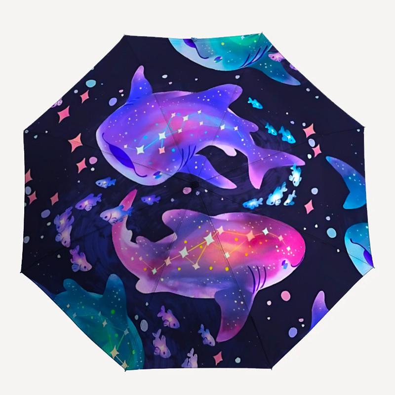 

1pc Galactic Sharks Automatic Open/Close Umbrella Compact Folding Umbrella, All-Season Portable Umbrella for Women/Men060