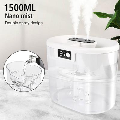 Car Perfume Sprayer 1500ML Humidifier Cordless Digital Humidity Display 2 Spray Nozzles Atomiser Interior Automotive Accessories