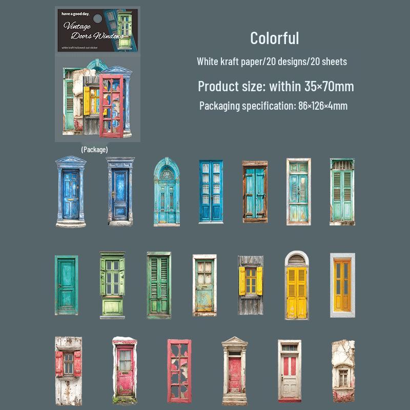 Beautiful Day Retro Window & Door Journal Stickers: Old Courtyard Series for Collage & Decoration