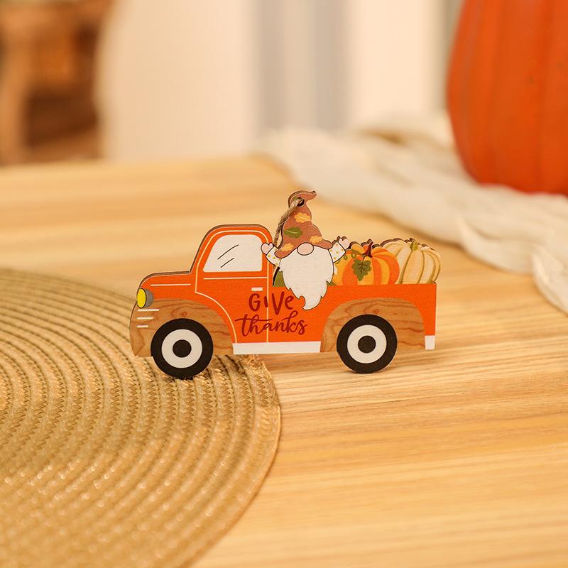 Harvest Festival Wooden Sign Turkey Pendant Thanksgiving Wooden Painted Car Pendant Pumpkin Wooden Sign Decoration