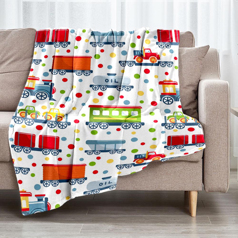 Cute cars Theme Printed Blanket - Perfect for Couch, Bed, Travel & Outdoor Use | Machine Washable, Cozy & Durable.