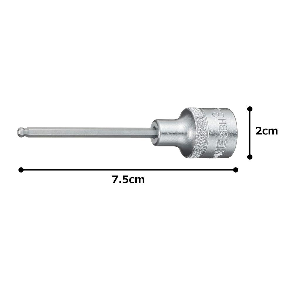 TONE Ballpoint Hexagon Socket 3mm Hex Size HP3BH-03, 9.5mm (3/8") Drive,