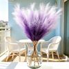 20pcs Purple Gradient Faux Pampas Grass Fluffy Artificial Pampas Grass Garden Decoration for Boho Home Wedding Vase Decorations