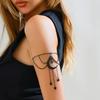Sweet Gothic Cross Crystal Open Arm Bracelet Black Butterfly Chain Multi-Layer Legchain